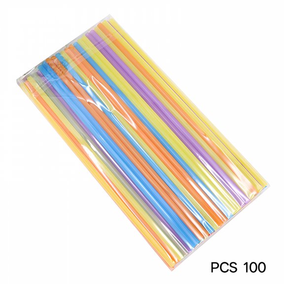 ACDANC 2026 New 200Pcs Disposable Plastic Straws Flat Straight Mouth Smoothie Straws for Wedding Birthday Party Straws Disposable- 26 X 0.6Cm (Mixed Colors)