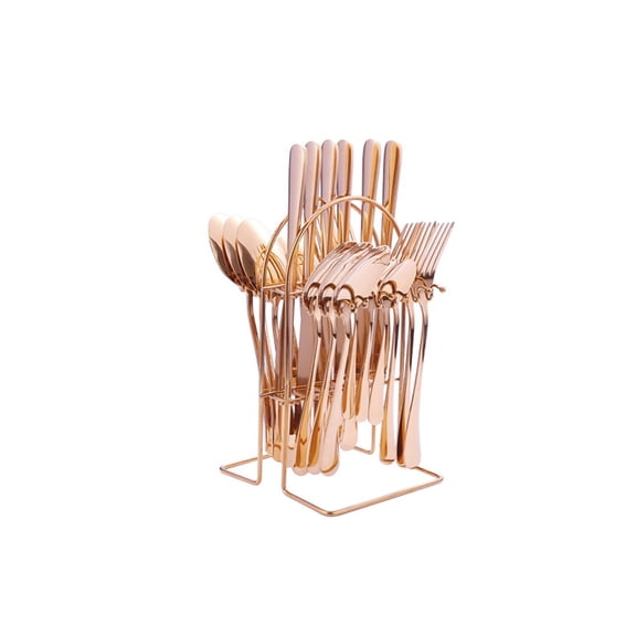 ACDANC 2026 New 24Pcs Rainbow Flatware Set,High Quality Stainless Silverware Dinnerware Set,Corrosion Resistant Mirror Polished Flatware Cutlery Set,Rosegold