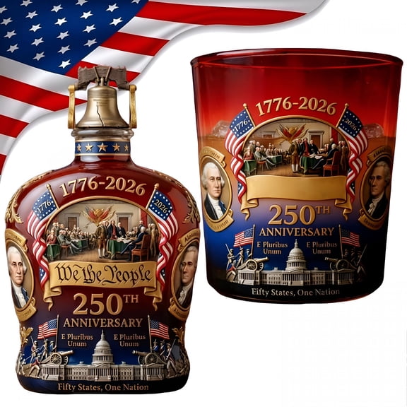 ACDANC 2026 New 250 Anniversary Whiskey Bottle,America 250Th Anniversary Heritage Whiskey Glass,U.S. 250Th Anniversary Commemorative Whiskey Bottle,Father'S Day Gift for Liquor Scotch Or Wine (A&B)