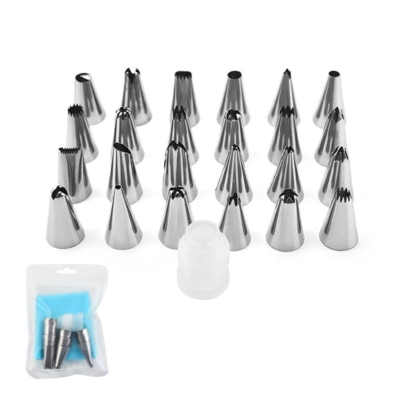 ACDANC 2026 New 26Pcs Cake Decorating Bag,26 Piece Nozzle Set Icing Bag,Long Lasting Stainless Steel Tips Reusable Eco Friendly Bag Pastry Bag,Blue