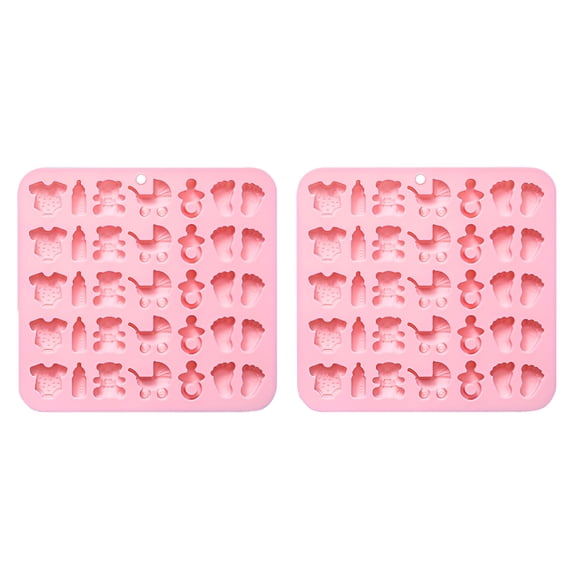 ACDANC 2026 New 2Pcs Baby Shower Chocolate Molds Nonstick Silicone,Cute Onesie,Carriage,Bear Shaped,Baby Footprint,Bottle,Cupcake Cake Decoration Moulds for Kitchen Baking Candy Gummy Supplies