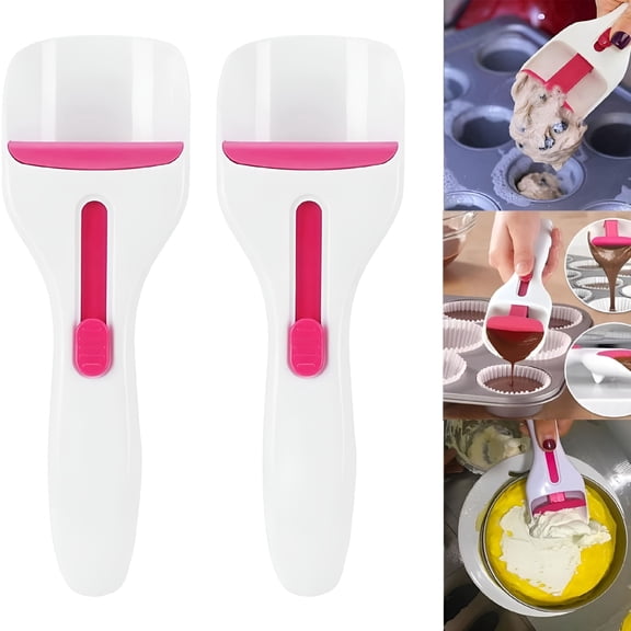 ACDANC 2026 New 2Pcs Cake Batter Distribution Scoop,One-Touch Sliding Button Dispenses Batter,Home Batter Dispenser Baking Tool,Kitchen Diy Cupcake Batter Scoop