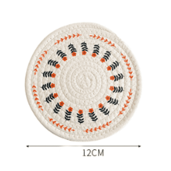 ACDANC 2026 New 2Pcs Coasters 12Cm Cotton Linen Dish Mat Nordic Floral Coaster Drying Mat for Tea Cups for Tea Coffee Drinks Tableware Kitchen Use