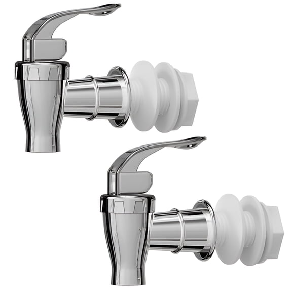 ACDANC 2026 New 2Pcs Faucets Silver Beverage Dispensers Spigots Push Style Replacement Faucets Flow Control Lever Handle for Glass/Plastic Pitchers Jars Ideal for Parties Events,White