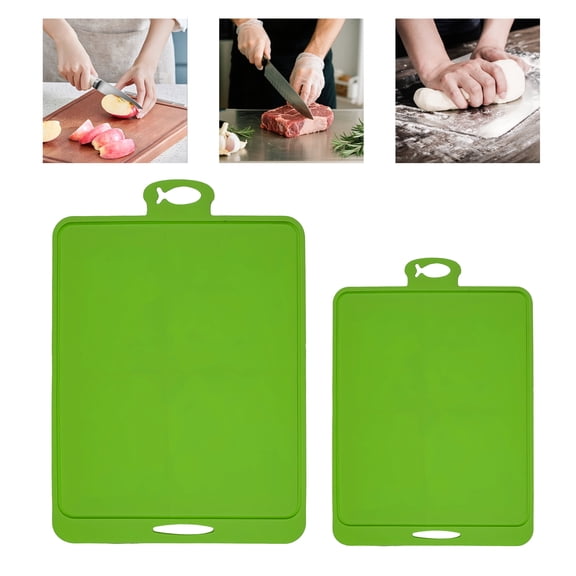 ACDANC 2026 New 2Pcs Silicone Cutting Board Non Toxic Edge Guard Cutting Boards for Kitchen Quick Clean Surface Kitchen Cutting Board for Chopping Slicing Green