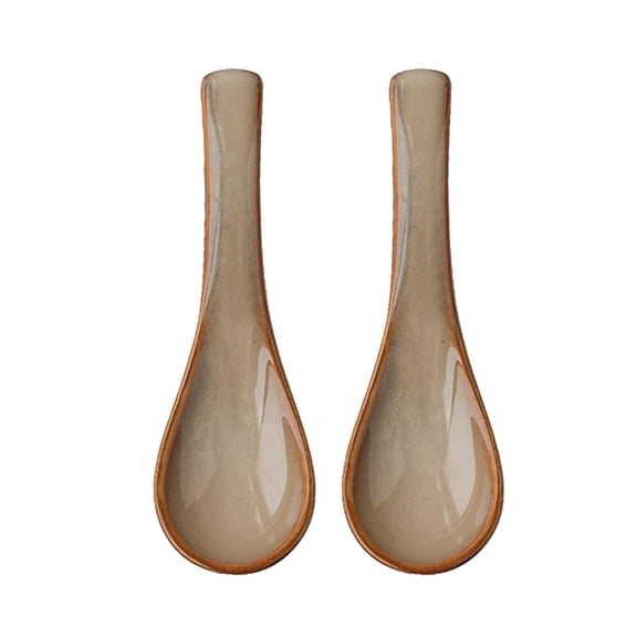 ACDANC 2026 New 2Pcs Soup Spoons Generously Sized Head Ceramic Spoon High Temperature Ceramic Asian Spoon Cream Coloured for Dining Home Use Asian Cuisine Soups Restaurants Parties