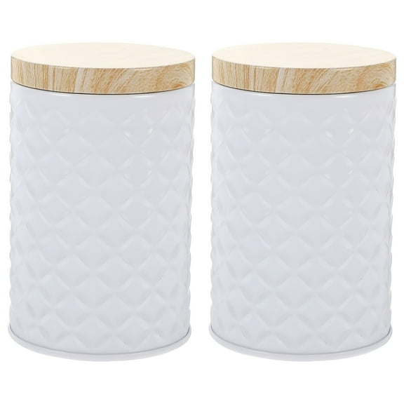 ACDANC 2026 New 2Pcs Tinplate Storage Jar Coffee Bean Canister Snack Storage Container Dry Fruit Holder with Lid
