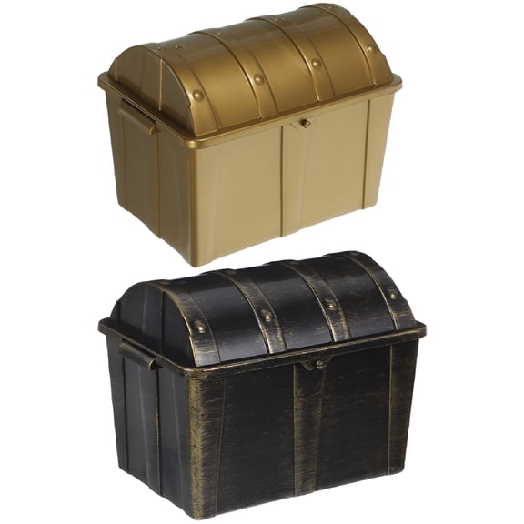 ACDANC 2Pcs Kids Treasure Chest, Plastic Treasure Boxes for Toys Storage, Classroom Prizes, Party Decorations, Retro Toy Box for Outdoor Play