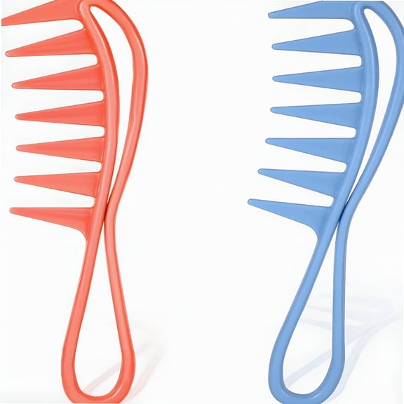 ACDANC 2026 New 2Pcs Wide Tooth Comb, Large Tooth Combs Wide Tooth Curl Comb Shark Teeth Hairstyle Tool for Curly Wet Wavy Thick Hair; Wigs; Barber Salon, Women Men