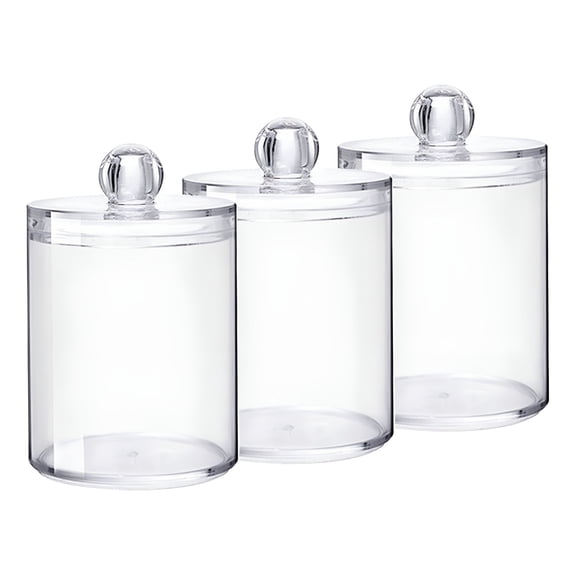 ACDANC 2026 New 3 Pieces Apothecary Jars with Lids Organizer Clear Canister Bathroom Storage for Bathroom, Kitchen, Vanity, Countertop, Pantry