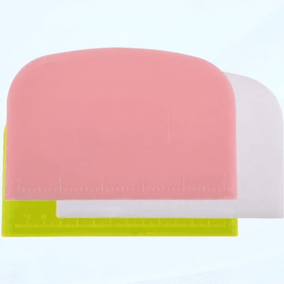 ACDANC 2026 New 3 Pieces Dough Scraper,Dough Cutter Bench Scraper,Silicone Flexible Nonstick Scraper,Bowl Scraper for Cooking,Baking and Mixing (Green&White&Pink)