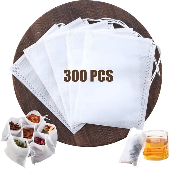 ACDANC 2026 New 300 Pcs Disposable Tea Bags for Loose Leaf Tea,Empty Tea Filter Bags with Drawstring,Fillable Tea Infuser Sachets Suitable for Coffee,Loose Tea,Spice,Herb&More (3.54 X 2.75 Inches)