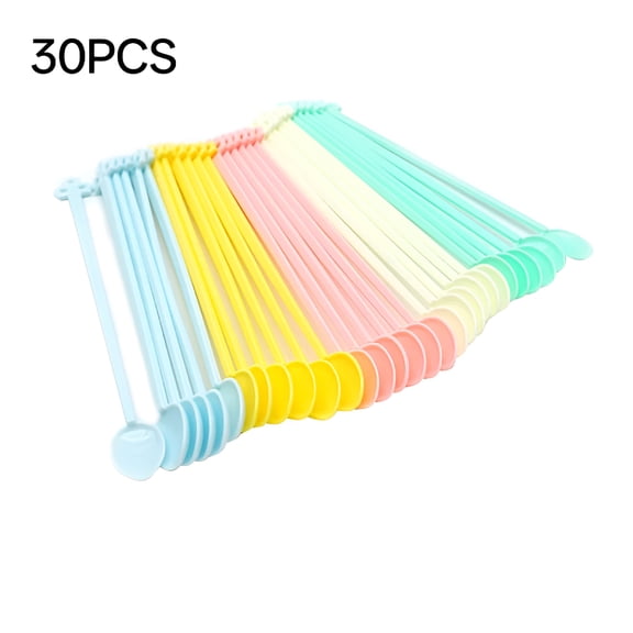 ACDANC 2026 New 30Pcs Candy Color Stirring Spoon Mini Plastic Coffee Jam Sauce Stirrer for Store Home Bar (Random Color) for Cafes, Home Kitchens, Parties, Bars, Tea Stations