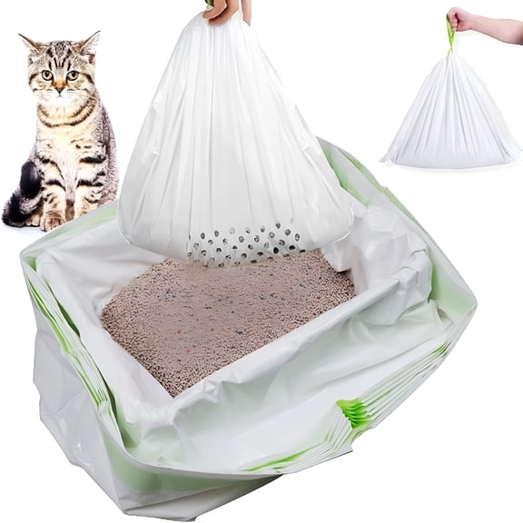 ACDANC 2026 New 35 Cat Litter Box Liners Litter Bag Kitty Sifting Litter Liners Pet Cleaning Supplies with Durable Drawstring Contains 30 Screening Bags with Holes+5 Non-Porous Screening Bag(37"X18")