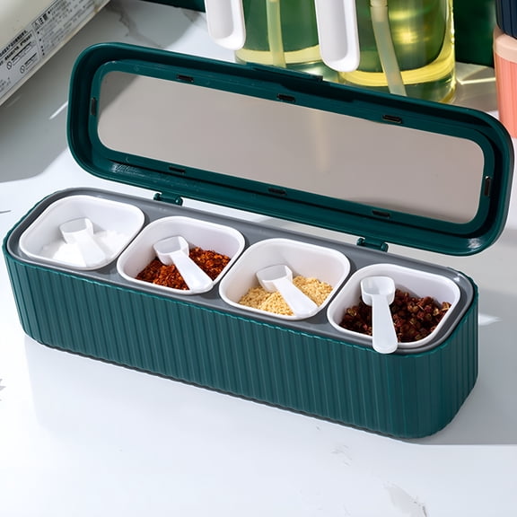 ACDANC 2026 New 4 Grids Seasoning Box Spice Organizer and Storage Spice Container Set for Kitchen, Spice Organization, Cooking, Pantry Storage, Countertop, Meal Prep, Seasoning Management