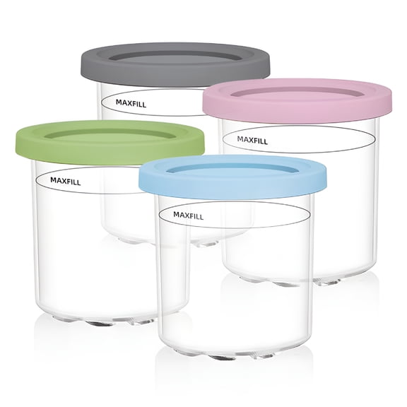 ACDANC 2026 New 4 Pack 16Oz Pints Replacement Ice Cream Cup Bpa-Free Durable Color-Coded Lids Leak-Proof Ice Cream Containers