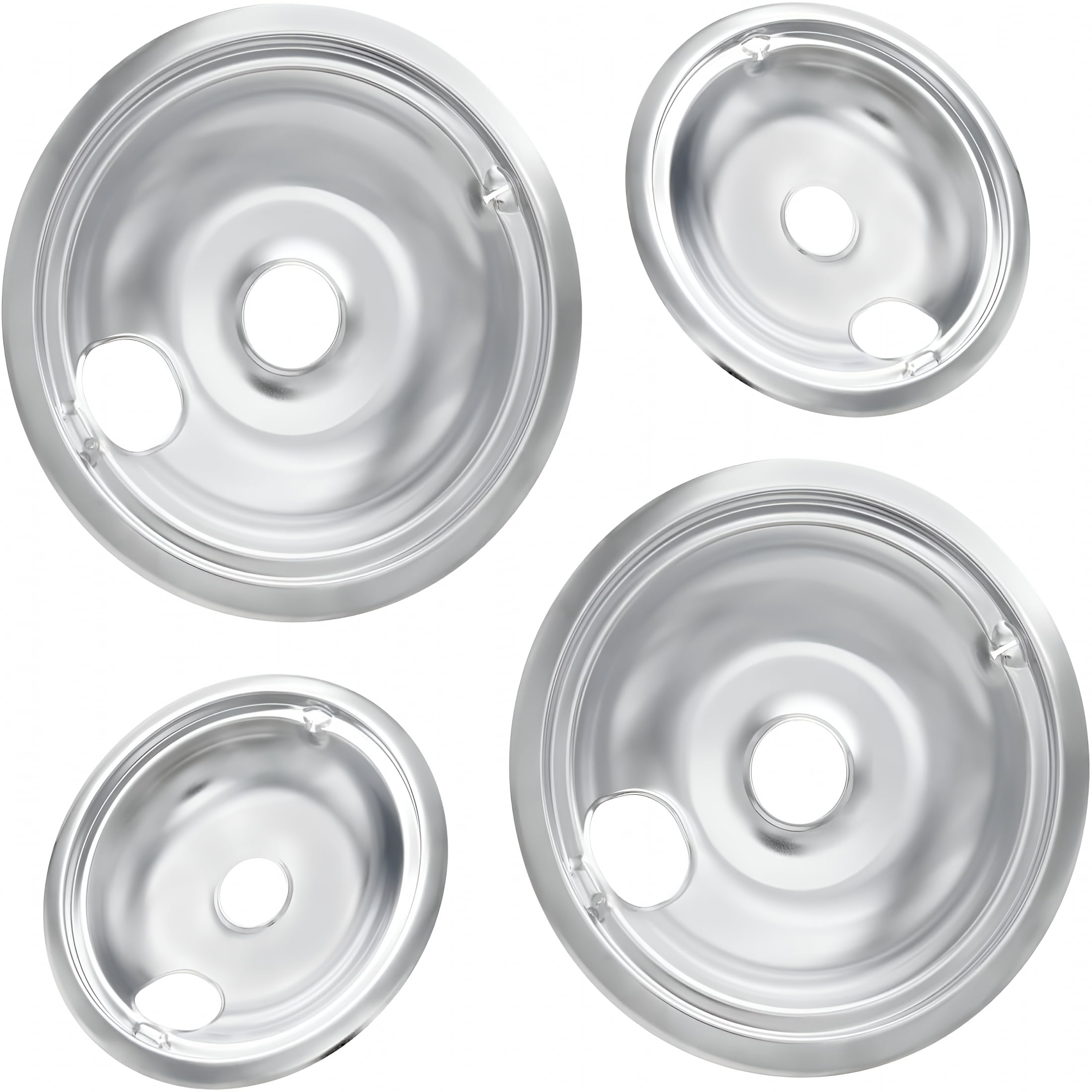 ACDANC 2026 New 4 Pack Drip Pans,Chrome Range Drip Pans,Electric Stove Drip Pans Fit for Electric Range with Locking Slot-Includes 2 6-Inch&2 8-Inch for Kitchen, Home, Apartment, Dorm