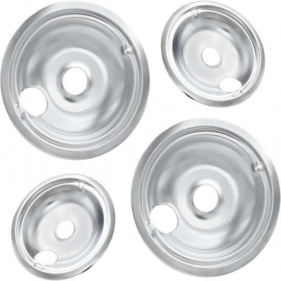 ACDANC 2026 New 4 Pack Drip Pans,Chrome Range Drip Pans,Electric Stove Drip Pans Fit for Electric Range with Locking Slot-Includes 2 6-Inch&2 8-Inch for Kitchen, Home, Apartment, Dorm