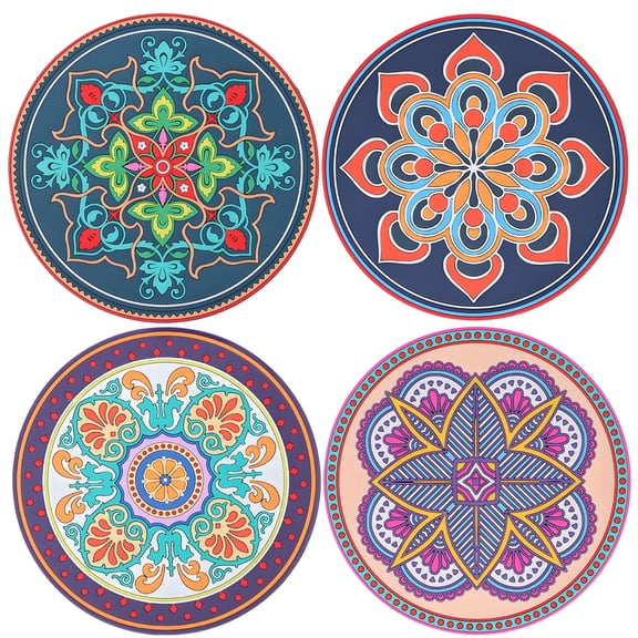 ACDANC 2026 New 4 Pcs Coasters Round Hot Pad Trivet for Kitchen Hot Pots and Pans Vintage Ethnic Floral Drink Coasters Multicolor 4.9"