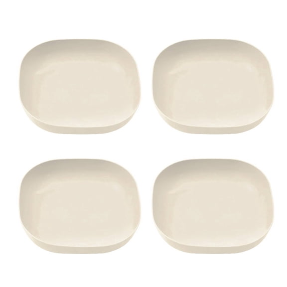 ACDANC 2026 New 4 Pcs Dinnerware Sets Smooth Edges Dishes Set for 4 Comfortable Feel Convenient Storage Square Plates for Daily Party Family Beige