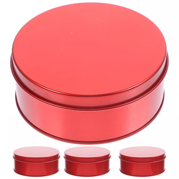 ACDANC 2026 New 4 Pcs Red Large Cookie Tins with Lids Metal Storage Canister Biscuit Box Candy Tinplate for Cookies,Candy,Snacks,Biscuits,Kitchen Storage,Pantry Organization
