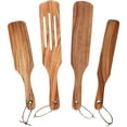 thumbnail image 1 of ACDANC 2026 New 4-Piece Kitchenware Set Teak Wood Spurtle Set Pack of 4 Wooden Utensils Four Different Types and Sizes. Hangable Teak Wood Spurtles, 1*Kitchenware 4-Piece Set, Cooking Utensils, 1 of 7