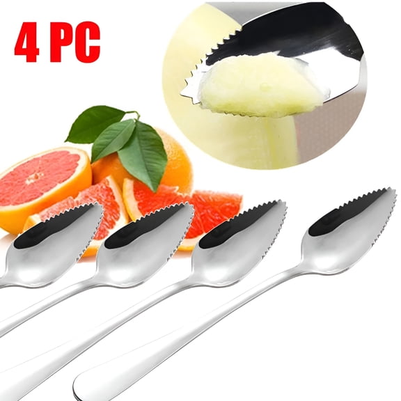 ACDANC 2026 New 4Pc Thick Stainless Steel Grapefruit Spoon Dessert Spoon Serrated Edge for Fruit, Desserts, Salads, Kitchen, Dining.
