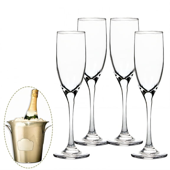 ACDANC 2026 New 4Pcs Champagne Flutes Plastic 5 oz See-Through Cocktail Glass Party Cups for Bridal Shower Party White