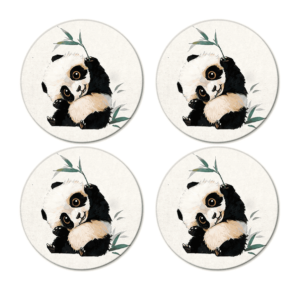 ACDANC 2026 New 4Pcs Coasters Charming Panda Design Cute Coasters Super Absorbent Drink Coasters for Coffee Table Dining Table Office Desk Style 2