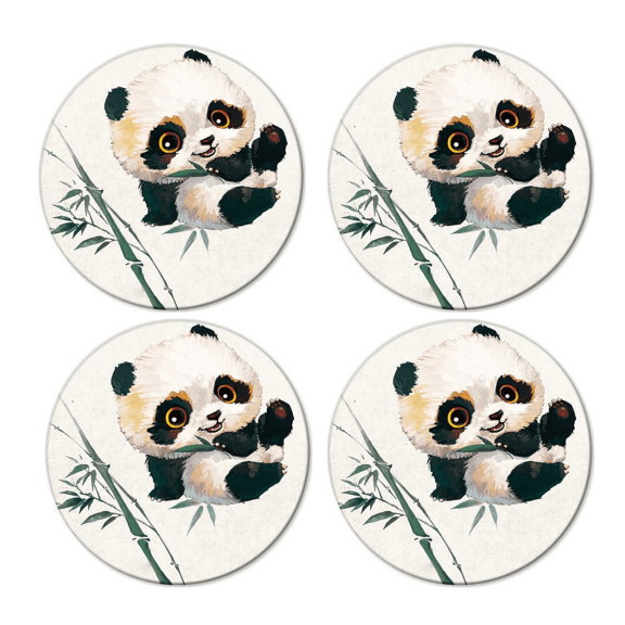 ACDANC 2026 New 4Pcs Coasters Charming Panda Design Cute Coasters Super Absorbent Drink Coasters for Home Office Tea Room Style 3