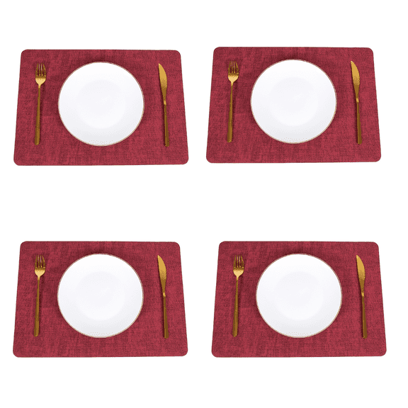 ACDANC 2026 New 4Pcs Coasters Waterproof and Oil Proof Dish Mat Pu Leather Material Coasters Set of 4 Red for Dining Table Kitchen Coffee Tables Parties Home Decor