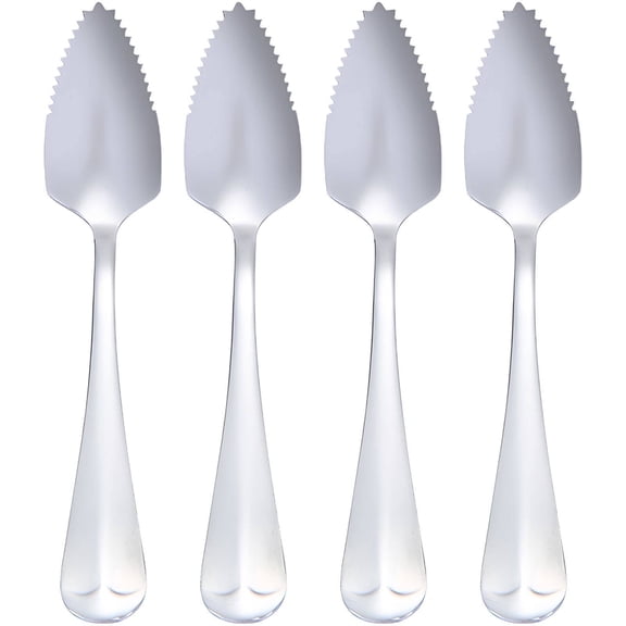 ACDANC 2026 New 4Pcs Grapefruit Spoons,Baby-Safe Design Grapefruit Spoon,Non-Toxic Stainless Steel Grapefruit Spoons with Serrated Edge,Silver for Fruit Eating, Kitchen Use, Breakfast, Healthy Meals.