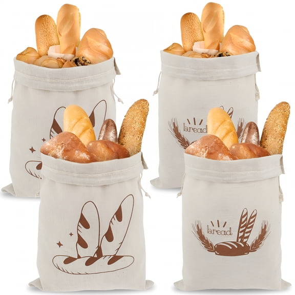 ACDANC 2026 New 4Pcs Linen Bread Bags for Homemade Bread Washable Bread Bags with Drawstring Bpa Free Sourdough Bread Bags Reusable Bread Bags for Bakers Kitchens 3040Cm