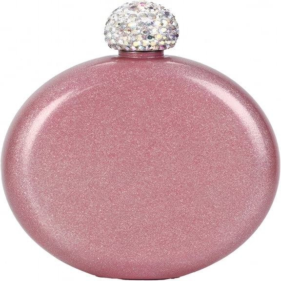 ACDANC 2026 New 5 Oz Crystal Lid 304 Stainless Steel Wine Alcohol Liquor Flask,Liquor Flask for Women Drink Bar Bbq and Traveling (Light Red)