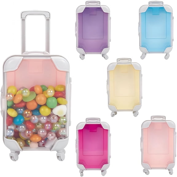 ACDANC 2026 New 5Pcs 5Colors Mini Suitcase Gift Box Bulk Empty Eyelash Packaging Boxes Small Colorful Luggage Party Favor Plastic False Lash Storage Organizer for Eyelash Candy Makeup Travel Tool