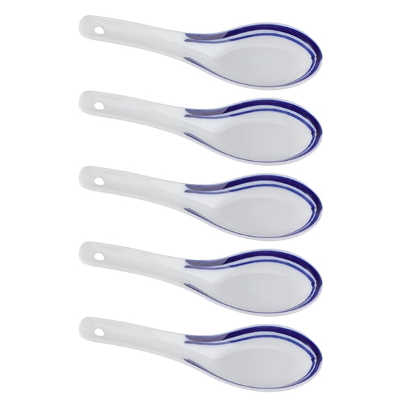 ACDANC 2026 New 5Pcs Ceramic Spoon Set Multi Function Chinese Style Porridge Soup Spoon for Home and Restaurant for Kitchens,Dining Tables,Restaurants,Home Cooking
