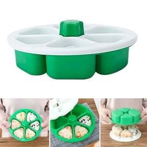 ACDANC 2026 New 6 in 1 Onigiri Mold Triangle Sushi Mold Multifunctional Rice Ball Mold for Making and Storing Sushi Rice Ball Maker Mold- Once Quickly Make 6Pcs Onigiri Green