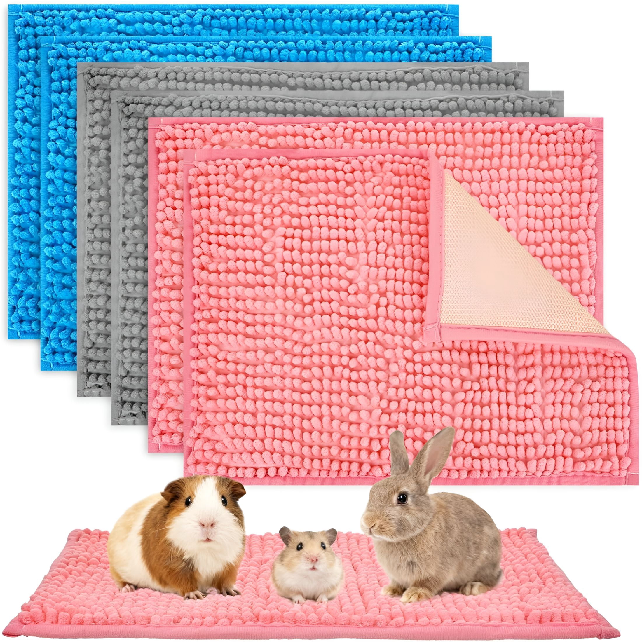 ACDANC 2026 New 6 Pcs Guinea Pig Fleece Cage Liners, 16 X 24 Inch Guinea Pig Bedding Mats Reusable Guinea Pig Pee Training Pads Rabbit Mat Washable for Small Animal Sleeping