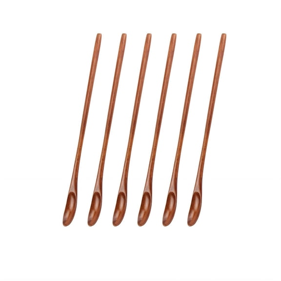 ACDANC 2026 New 6 Pcs Spoons Minimalist Modern Design Cooking Spoon Non Reactive Wooden Material Serving Spoon Style 2 for Cooking Serving Salads Soups Kitchen Use.