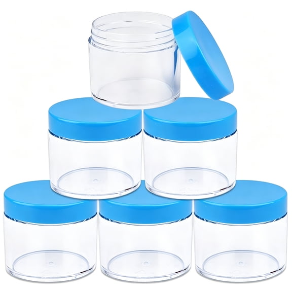 ACDANC 2026 New 6 Pieces Empty Clear Plastic Jars with Lids Round Storage Containers Wide-Mouth for Beauty Product Cosmetic Cream Lotion Liquid Slime Butter Craft and Food,Light Pink