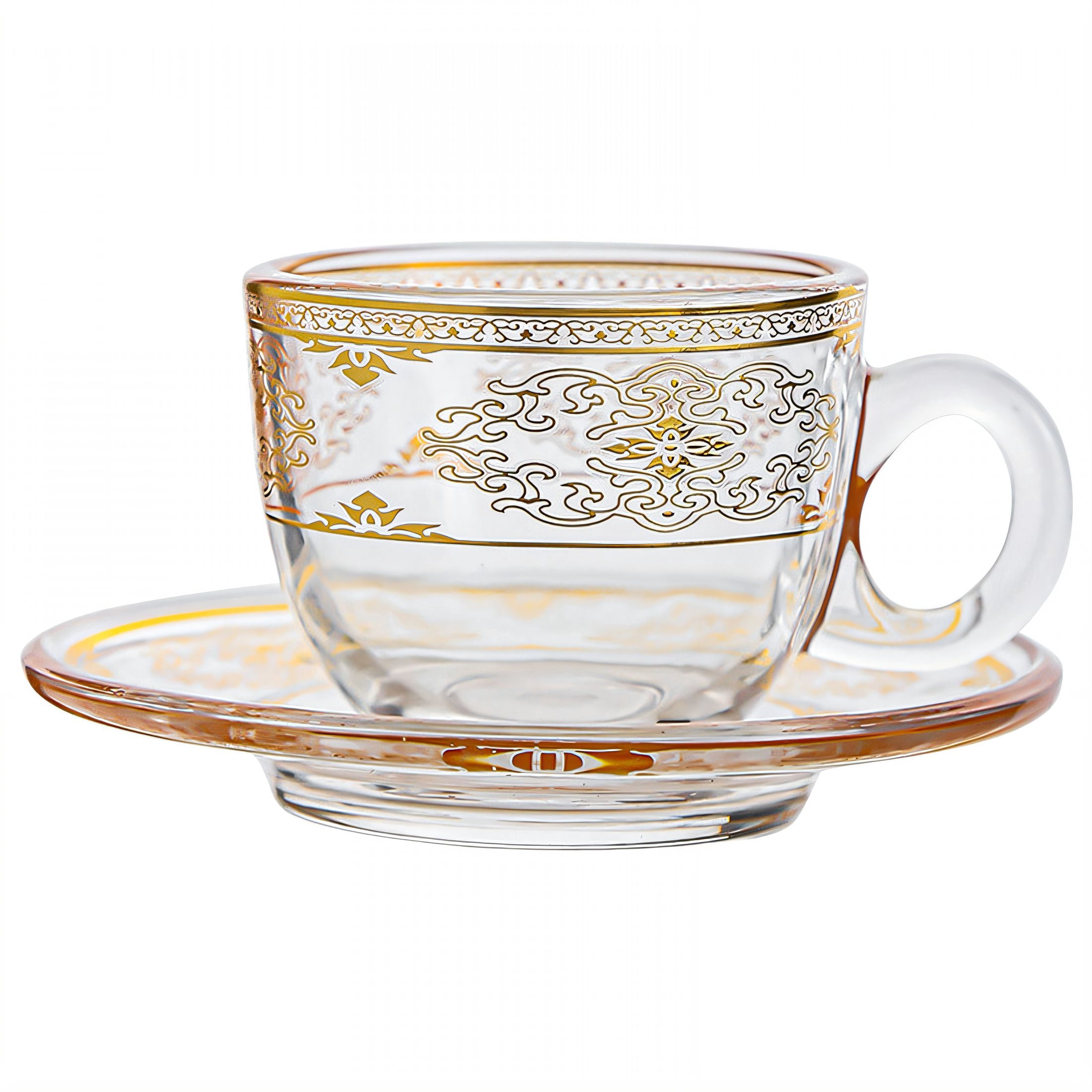 ACDANC 2026 New 6 Sets Coffee Mug,3.38 Fl Oz Complete SetsSets Glass Tea Cups and Saucers,Latte Style Espresso Cup