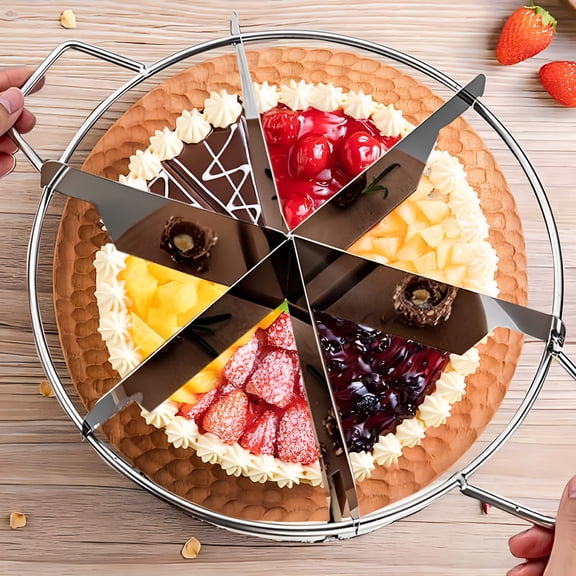ACDANC 2026 New 6-Slice Stainless Steel Pie Cutter Press,Circle Pie Cutter with Side Handles,Pie Crust Cutter Non Stick Pie Cutting Divider,Creates Beautifully Uniform Slices of 8 Pie
