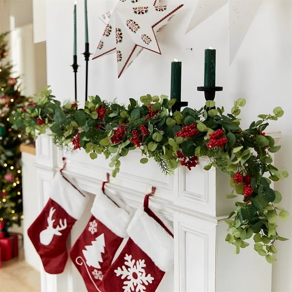 ACDANC 2026 New 6Ft Christmas Branch Tips Cedar Garlands,Seasonal Artificial Pine Cypress Greenery Garland,Christmas Decorations Holiday Indoor Outdoor Christmas Decor Winter Pine Garland
