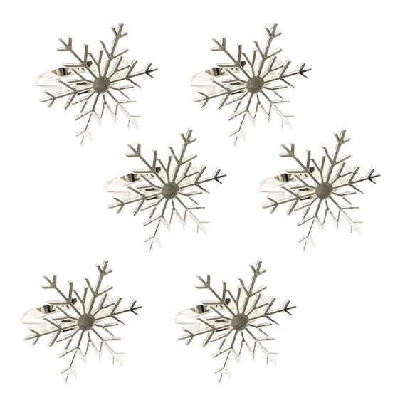 ACDANC 2026 New 6Pcs Christmas Napkin Rings Anti-Rust Exquisite Alloy Silver Color Snowflake Xmas Napkin Ring Holder for Party for Dinner, Buffet, Holiday, Family, Wedding