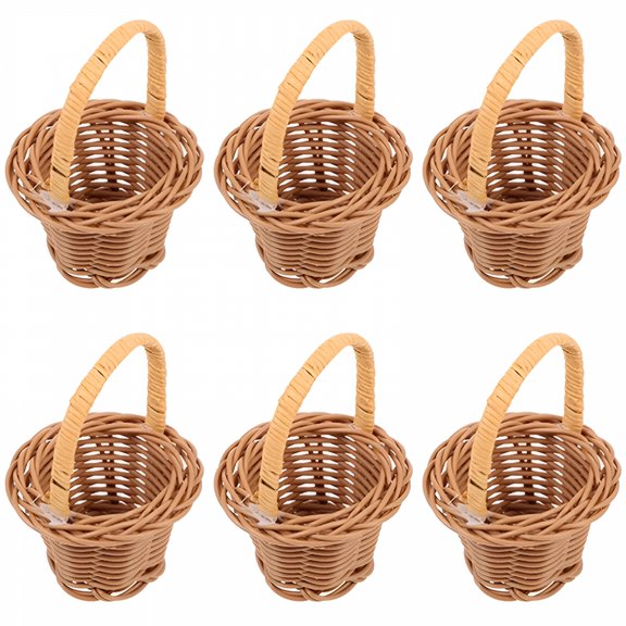 ACDANC 2026 New 6Pcs Furniture Home Decor Wedding Decor Mini Baskets Mini Easter Baskets Bulk Mini Woven Basket Wedding Party Decoration Small Candy Gift Basket Miniature Rattan Micro Scene