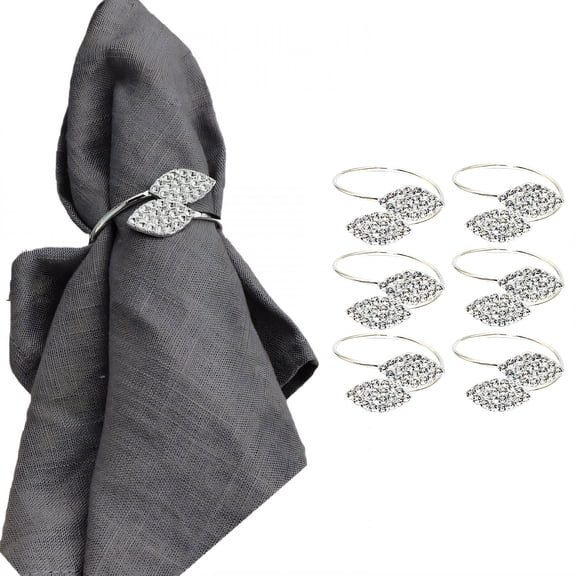 ACDANC 2026 New 6Pcs Napkin Rings,Elegant Gold Napkin Rings for Dining,Charming Flower Napkin Rings for Special Occasions,For Dinner,Party,Wedding,Silver