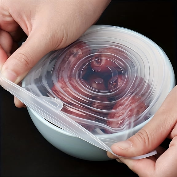 ACDANC 2026 New 6Pcs Reusable Silicone Stretch and Seal Lids for Food Storage Flexible Round Silicone Bowl Covers 6 Different Sizes Keep Food Fresh for Kitchen,Pantry,Fridge,Meal Prep