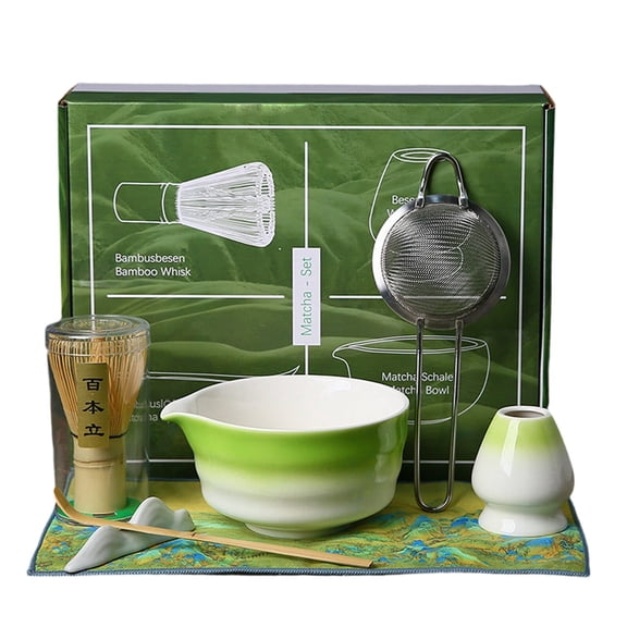 ACDANC 2026 New 7Pcs Matcha Whisk Set,Matcha Tools Matcha Tea Set,Fine Craft Matcha Kit,Green1