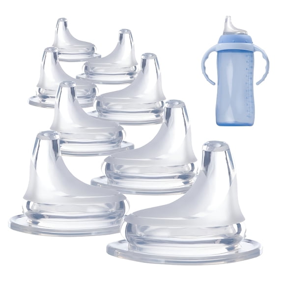 ACDANC 2026 New 8Pack Replacement Silicone Spout, Soft Spout Replacement for Active and Learner Cups, Easy Transition From Bottle to Cup, No Spill for Sippy Cup Nipples 1 Count (Pack of 8)