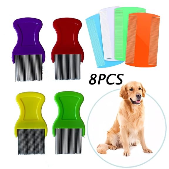 ACDANC 2026 New 8Pcs Flea Comb for Dogs and Cats, Fine Tooth Flea Comb to Remove Fleas and Flea Eggs, Soft Comb for Detangling Face and Paws